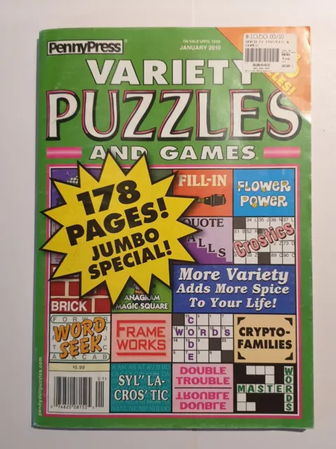 2010　Games　PicClick　$10.00　Fun　VARIETY　PRESS　Book　Pages]　Travel　January　[178　Puzzles　PENNY　AU