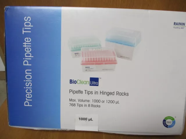 METTLER TOLEDO RAININ PIPETTE TIPS 8 RACKS STARILIZED 1000uL/1200 PART#30389168