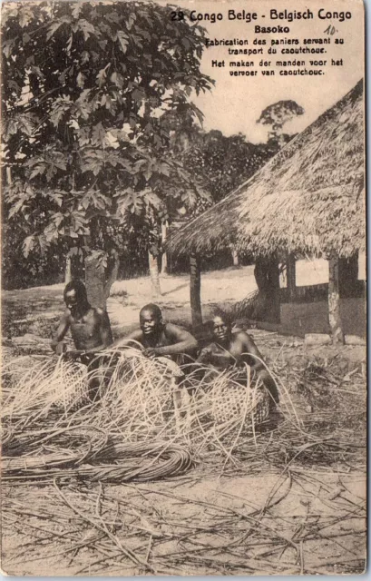 CONGO - Congo Belge - basoko, fabrication des paniers.