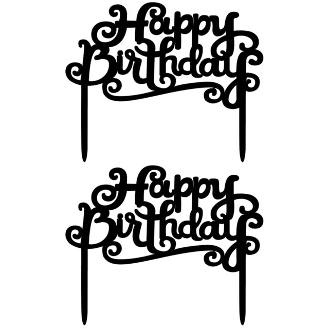 2 piezas Acrílico Feliz Cumpleaños Pastel Topper Decoraciones Fiesta Suministros