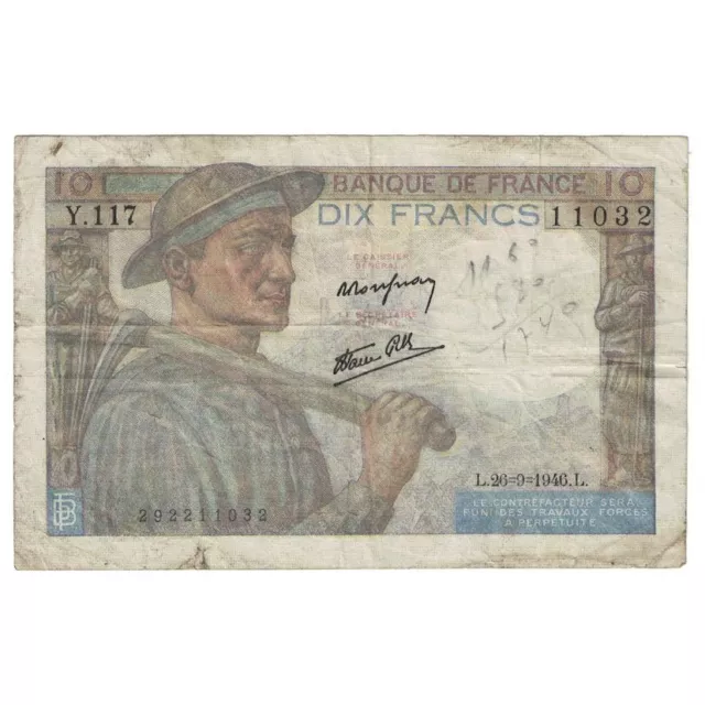 [#392615] France, 10 Francs, Mineur, 1946, Y.117, VF, Fayette:8.15, KM:99, e