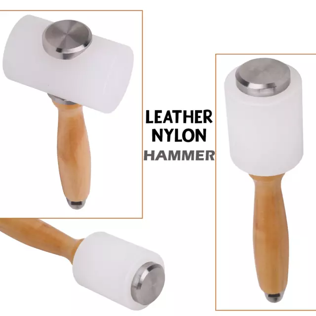 Leather Nylon Mallet Wood Handle Hammer Leathercraft Carving Stamping DIY Tool