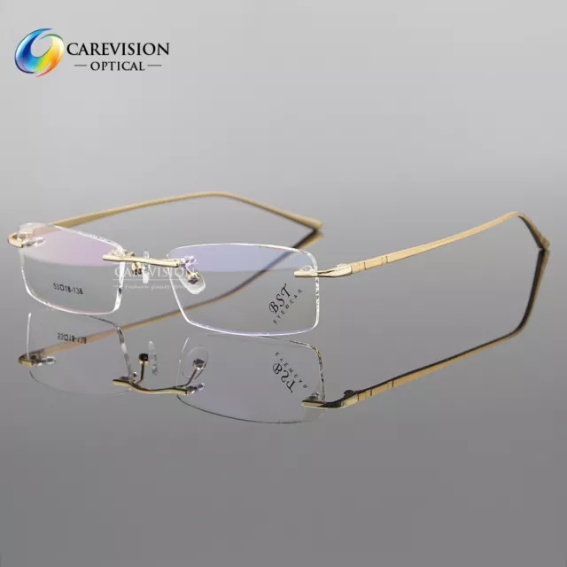 Men's Rimless Metal Eyeglasses Frame Spectacles Optical Eyewear Frame RX Able