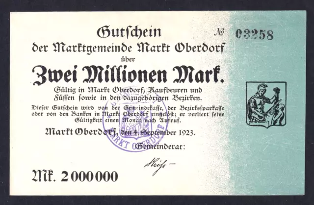 Markt Oberdorf - zwei Millionen Mark - 4.9.1923