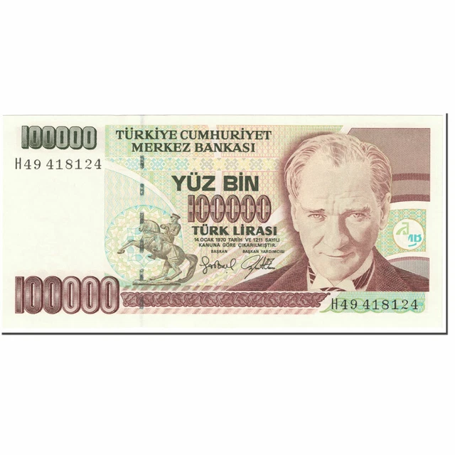 [#602211] Banknote, Turkey, 100,000 Lira, 1997, Undated (1997), KM:206, UNC(65-7