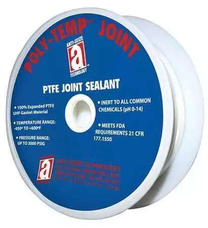 Anti-Seize Technology 28025 Ptfe/Uhf Joint Sealant, 1 In X 15 Ft, White, Temp