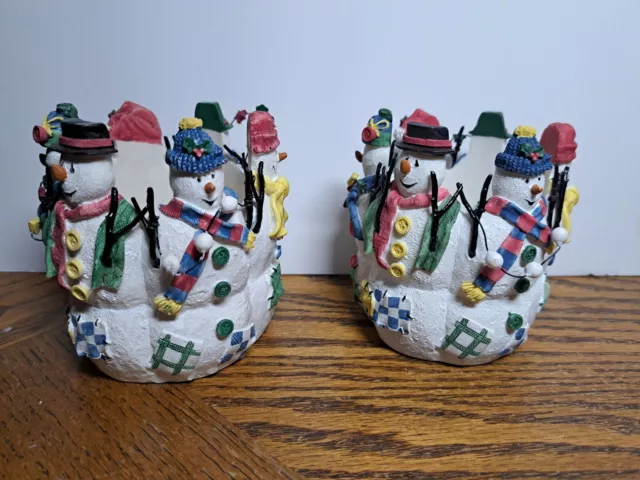 Snowmen Votive Holders From Avon Set Of 2