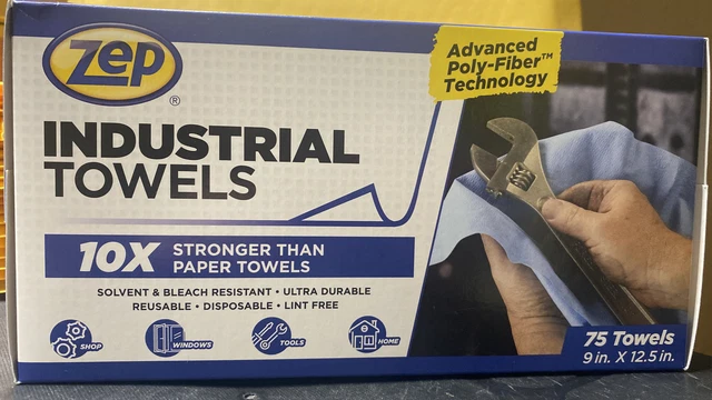 1 box (75 count) Zep Industrial Towels Lint free blue shop poly-fiber Free FAST