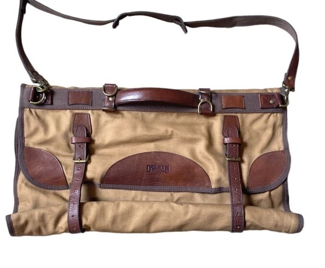 Duluth Trading Co Carryon Folding Garment Bag Only Tan Brown Canvas Leather
