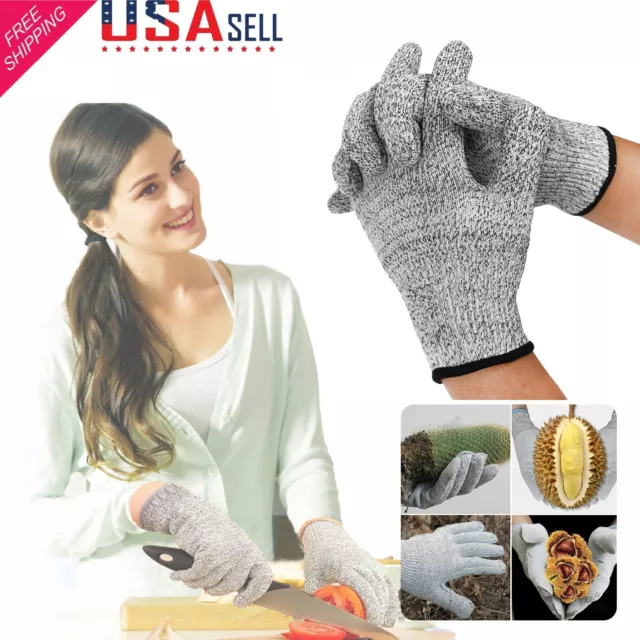 Safety Cut Proof Stab Resistant Butcher Gloves Kitchen Level 5 Protection US