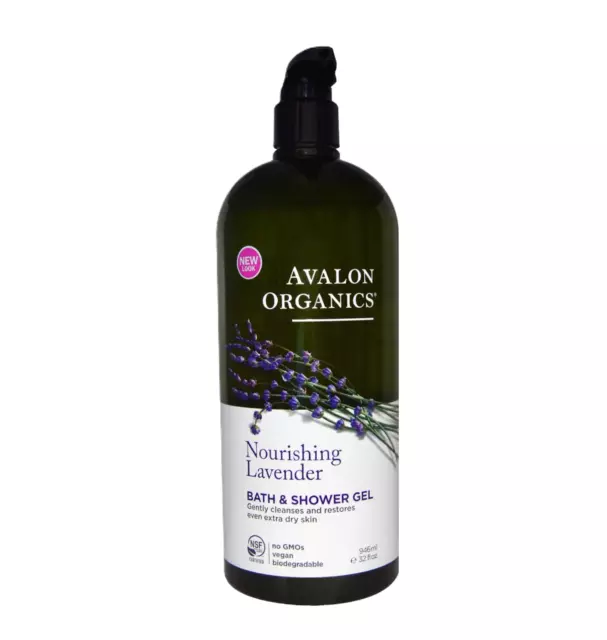 Avalon Organics Nourishing Lavender Bath & Shower Gel, 32 Oz Set of 3 2