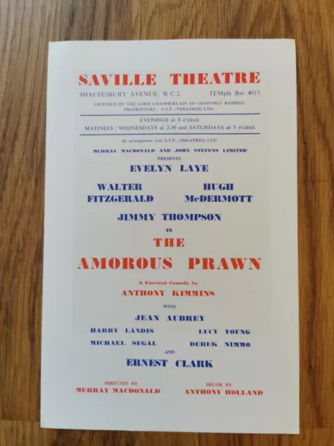 1959 Saville Theatre Handbill The Amorous Prawn