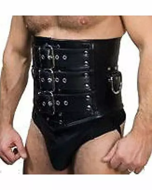 Corsé Cincher resistente de cuero negro real para hombre