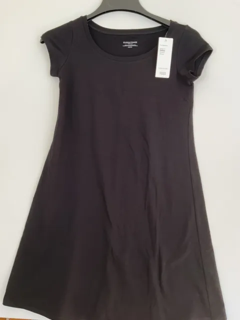 EILEEN FISHER Black Organic Cotton Jersey Dress, NWT size PP