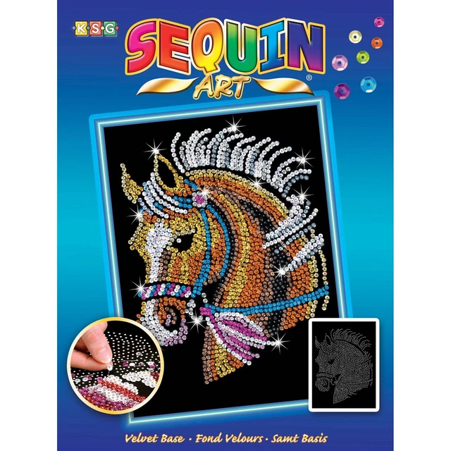Pferd Paillettenbild Sequin Art 28x37cm - Pailletten Steckbild Hengst Stute