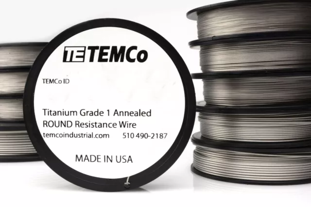 TEMCo Titanium Wire 32 Gauge 1000 FT Surgical Grade 1 Resistance AWG ga 3