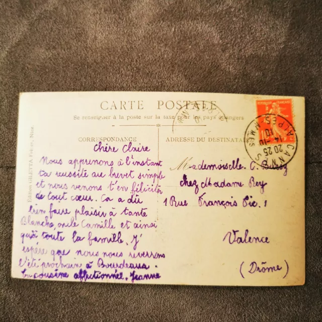 FRANCE CARTES POSTALE Ancienne MARIANNE 1910 Cannes - Collection Timbre ...