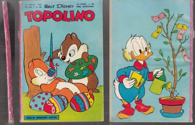 Fd- Topolino N.184 Originale Con Bollino -- Disney Mondadori - 1958 - B - Q23