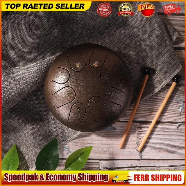 TTSAM 6"" Ethereal Steel Tongue Drum 8 Tune Hand Pan Drum Tank with Keys D