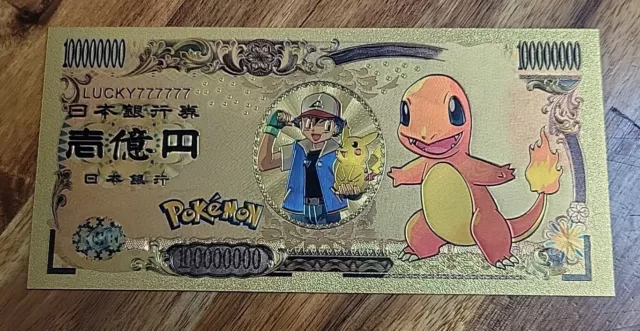 24k Gold Foil Plated Charmander Banknote