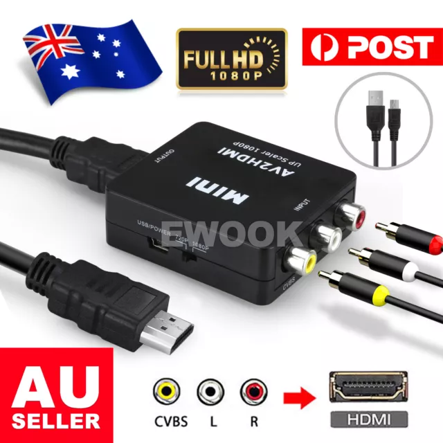 AV to HDMI AV2HDMI Composite RCA CVBS 3RCA Video Cable Converter 1080p Upscaling