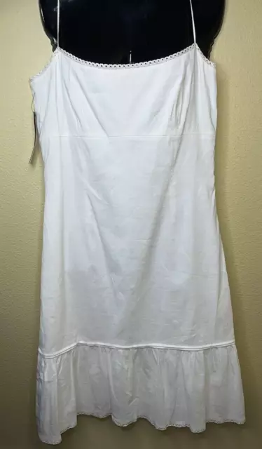NWT Elie Tahari White Sun Strappy Dress  12 Lace Accents Linen Midi Retail $298