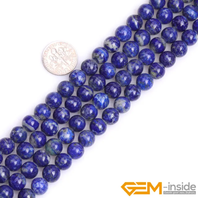Natural Blue Lapis Lazuli Gemstone Big Hole Round Beads 15" Strand 6mm 8mm 10mm