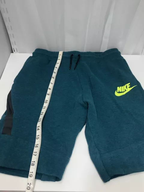 Nike Apparel Tech Fleece Shorts Size XL Kids Green and Neon Logo 28 Inch Waist 2