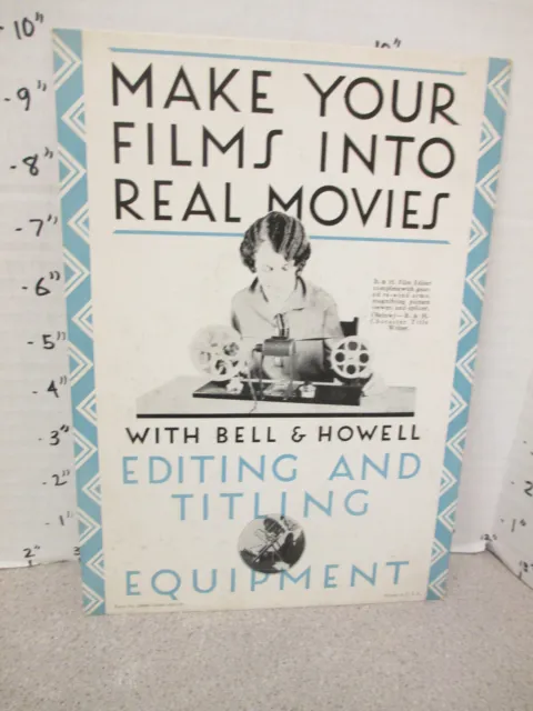 BELL & HOWELL 1929 home movie projector camera store display sign TITLE EDITER