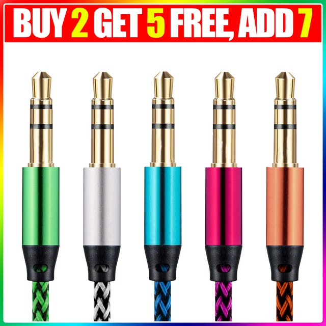 Aux Cable Audio Lead 3.5mm Jack to Jack Stereo Male for Car PC Phone 1M