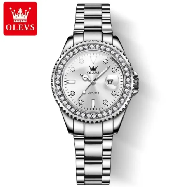 Uhr Für Damen Diamant Quarz Mode Elegante Edelstahl Wasserdichte Armbanduhr
