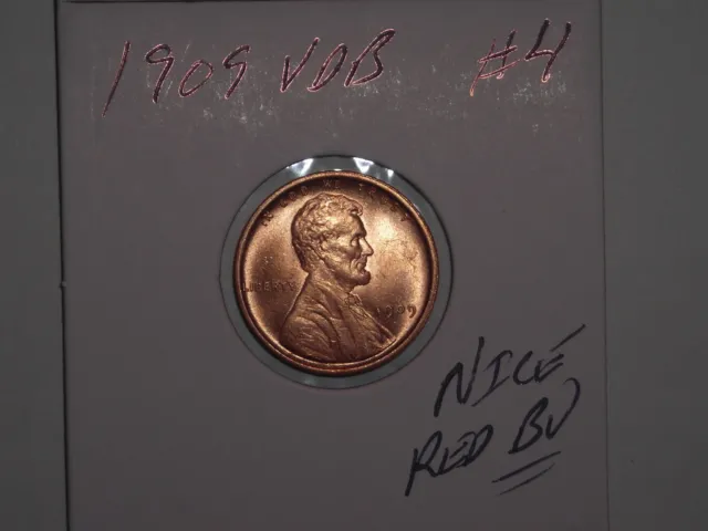 wheat penny 1909 VDB LINCOLN CENT RED BU 1909-P V.D.B LOT #3 NICE RED UNC