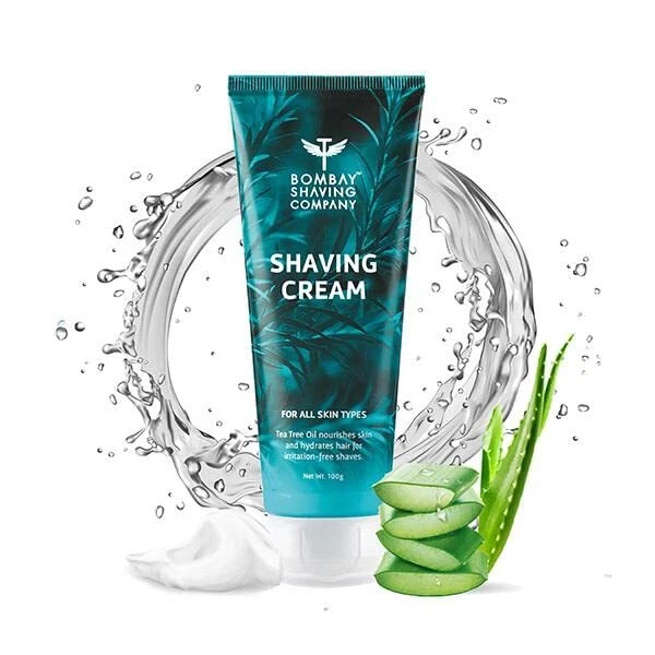 Crema de afeitado suave Bombay Shaving Company aceite de árbol de té extracto de aloe vera 100 gm