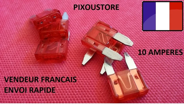 Lot de 5 mini fusibles 10 Amp 10A auto moto scooter automobile voiture 16x11mm