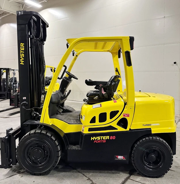 2018 Hyster 8000 Lb 2 Stage Mast Diesel Pneumatic Tire Forklift Reconditioned