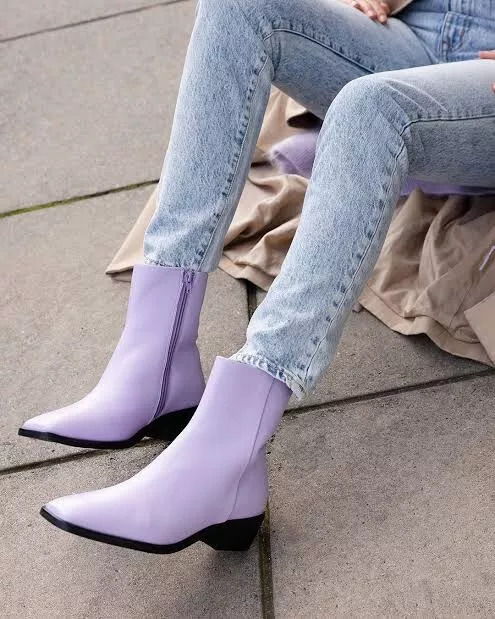 Bared Footwear Jacanas Lilac Leather Boots, Size 39