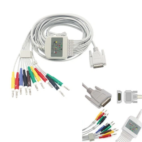 1pcJapan kohden compatible 10-lead EKG ECG cable 4.0 banana 15pin 2.5m ECG-1250A