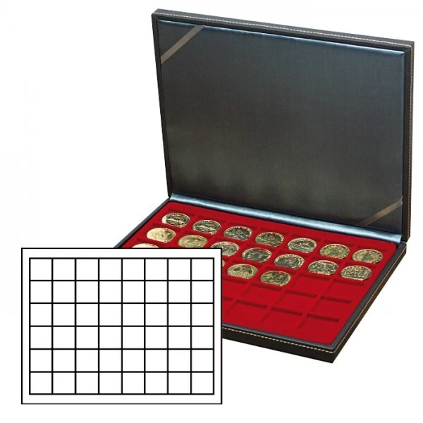 Box monnaies STANDARD à 54 alvéoles ronds pour monnaies 25,75 mm, par ex. pour 2 Euro Box monnaies STANDARD à 54 alvéoles ronds pour monnaies 25,75 mm, par ex. pour 2 Euro
