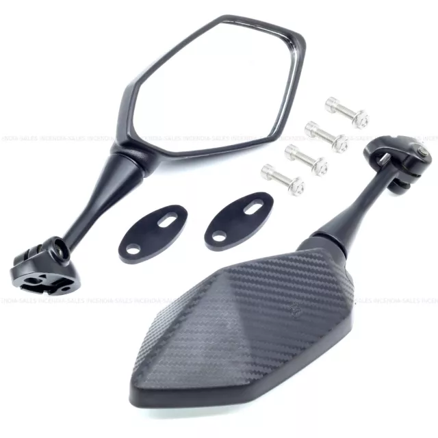 Yamaha YZF R1 R6 R7 R3 R25 Left Right Carbon Mirrors Pair With Fittings