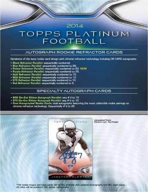 2014 Topps PLATINUM Football Cards New Value Box Rookie Relic (Target) = 32 Card 3