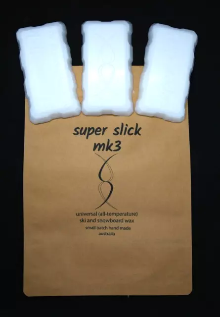 SUPER SLICK MK3 Universal Ski & Snowboard Wax 200g aussie made all temp 3xblocks