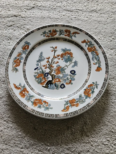 Railroad Indian  Tree Dinner Plate Orange Flowers Green Leafs Syracuse China