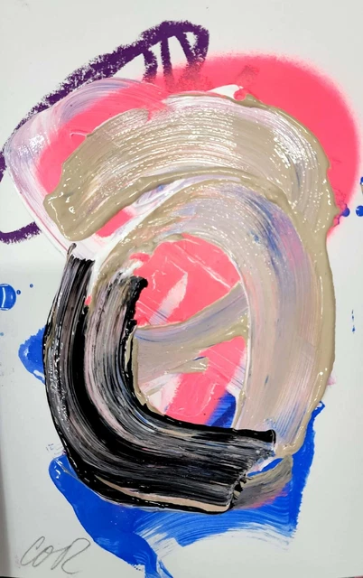Corbellic Abstract Expressive 9X6 Insurance Acrylic Strong Stroke Wall Mount Art