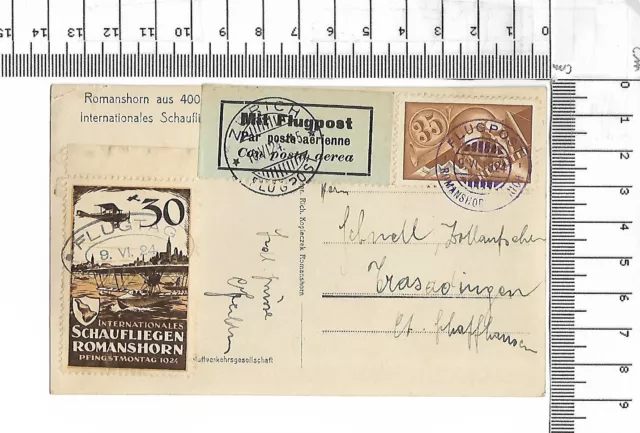 9.VI.1924 Flugpost Romanshorn Sonderstempel Schaufliegen am Pfingstmontag; 61988