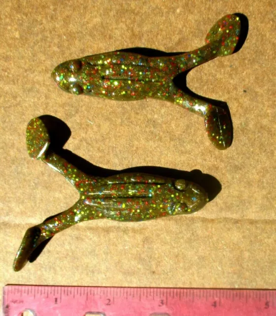 10CT GREEN PUMPKIN GLITTER 4 BUZZ FROGS Bass Fishing Baits Frog