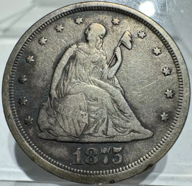 1875 S Seated Liberty Quarter Fine To Very Fine F/Vf