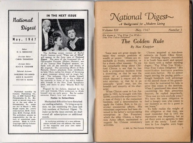 Retro Column NATIONAL DIGEST MAY 1947 Column Publishing Company £11.22 - PicClick UK