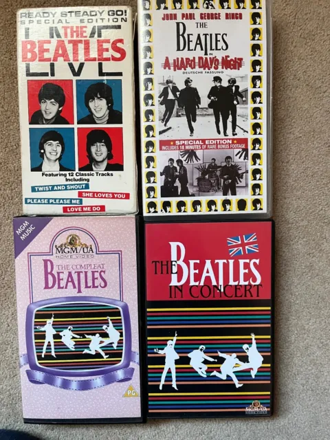 4 Beatles VHS video tapes including A Hard Day's Night