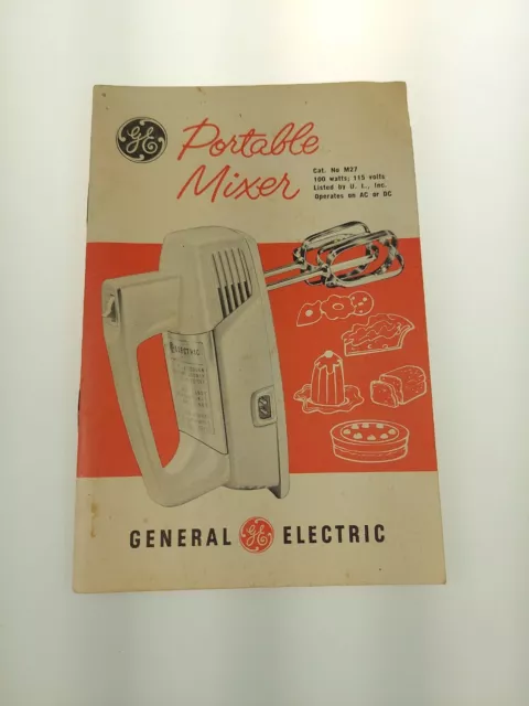 Vintage General Electric GE Portable Mixer Instructions & Recipe Book Booklet