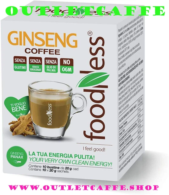 FoodNess Monodose Caffè al Ginseng 5 Confezioni da 10 Bustine 50 Pezzi Totali